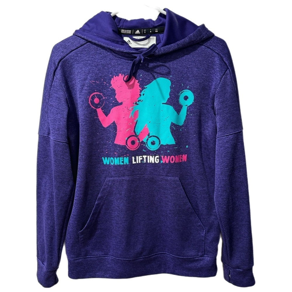 ADIDAS Women Lifting Women Hoodie Athletic Sweatshirt Sz Medium Pocketed Purple